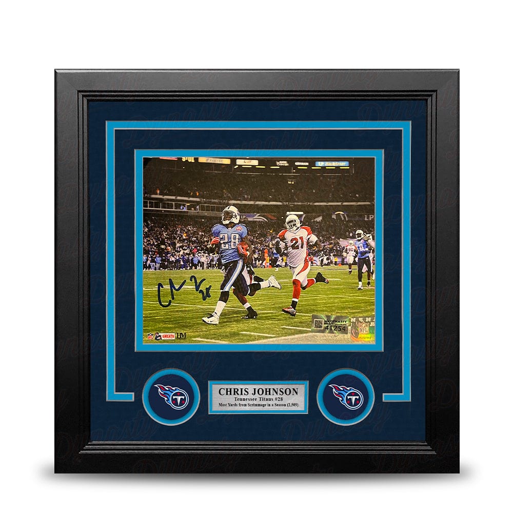 Dynasty Sports & Framing Autographed Framed Football Photos Chris Johnson Sideline Run Tennessee Titans Autographed 8" x 10" Framed Football Photo