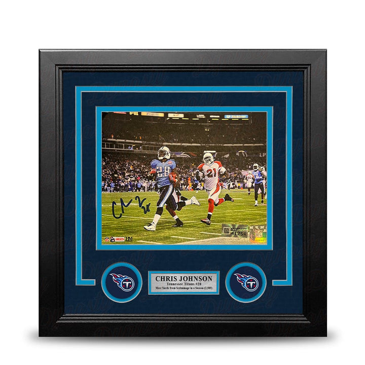 Dynasty Sports & Framing Autographed Framed Football Photos Chris Johnson Sideline Run Tennessee Titans Autographed 8" x 10" Framed Football Photo