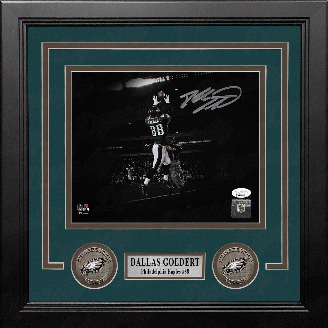Dynasty Sports & Framing Autographed Framed Football Photos Dallas Goedert Touchdown Philadelphia Eagles Autographed 8" x 10" Framed Blackout Football Photo