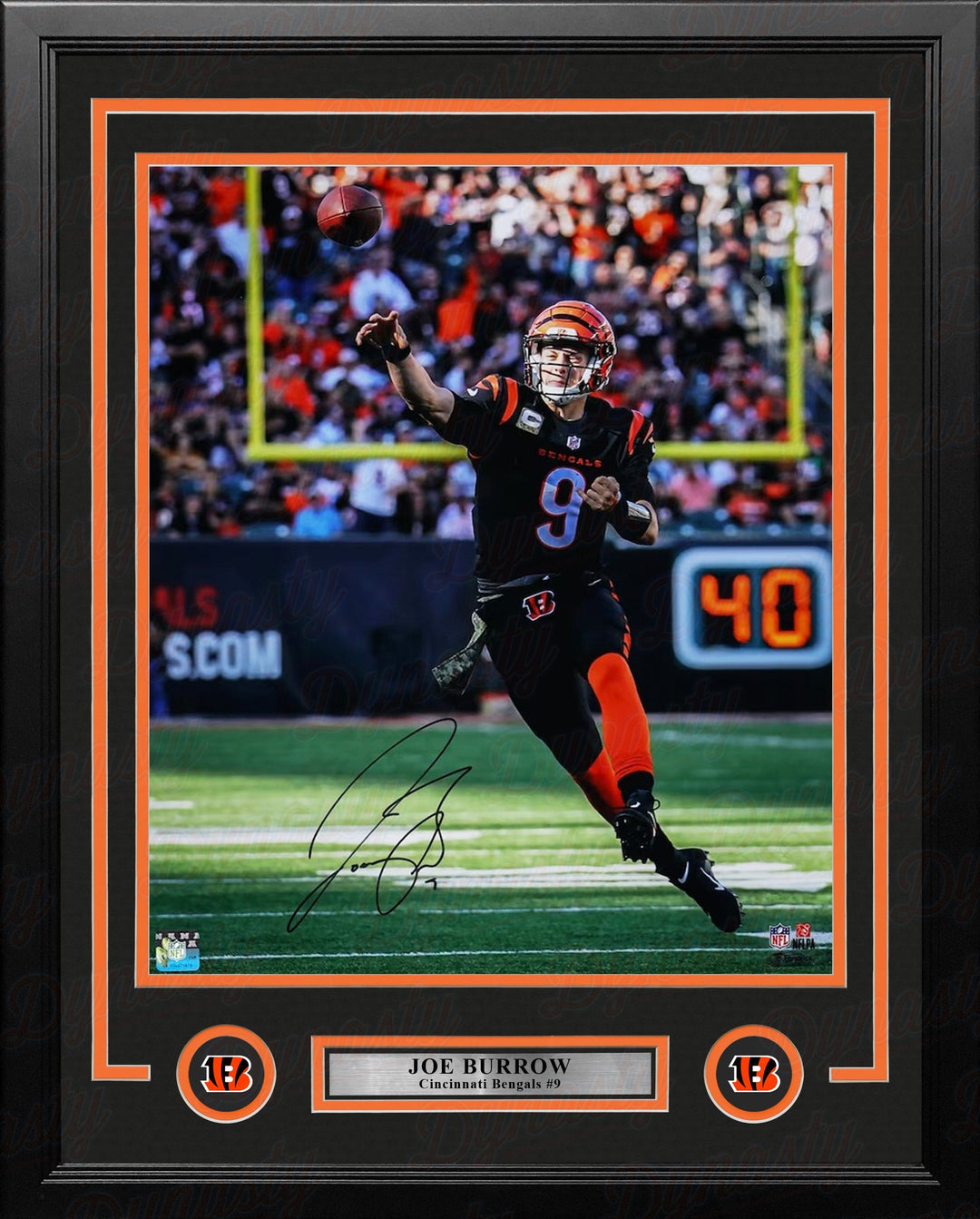 Dynasty Sports & Framing Autographed Framed Football Photos Joe Burrow Throwing Action Cincinnati Bengals Autographed 16" x 20" Framed Football Photo