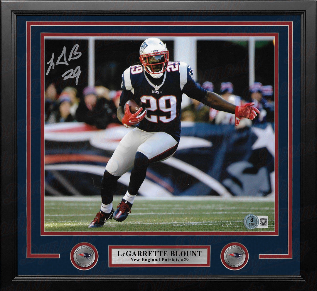 Dynasty Sports & Framing Autographed Framed Football Photos LeGarrette Blount in Action Autographed New England Patriots 11" x 14" Framed Football Photo