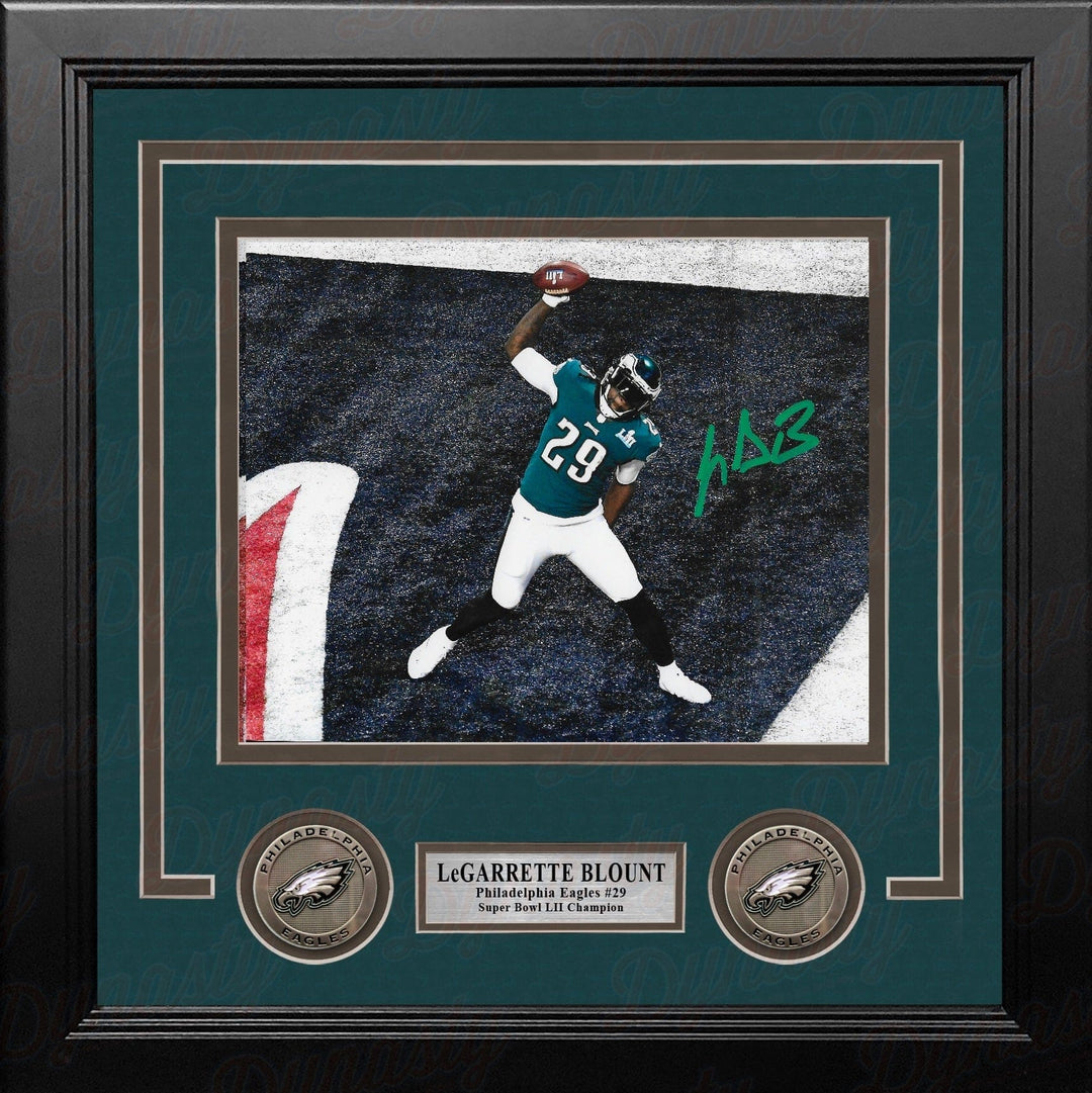 Dynasty Sports & Framing Autographed Framed Football Photos LeGarrette Blount Super Bowl LII Autographed TD Spike Philadelphia Eagles 8" x 10" Framed Photo