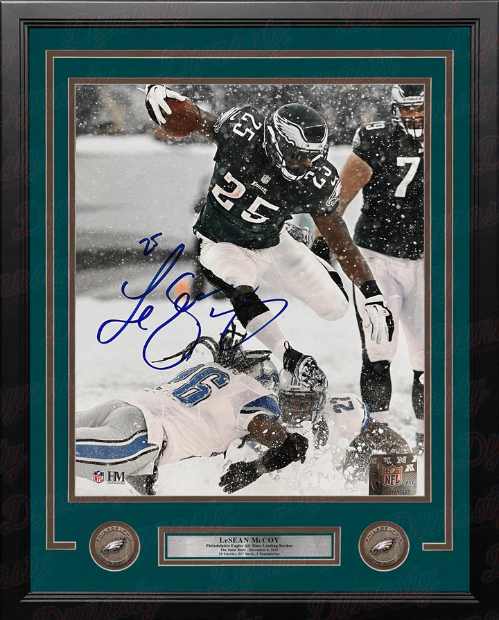 Dynasty Sports & Framing Autographed Framed Football Photos LeSean McCoy Snow Bowl Philadelphia Eagles Autographed 16" x 20" Framed Photo - Dynasty Sports COA