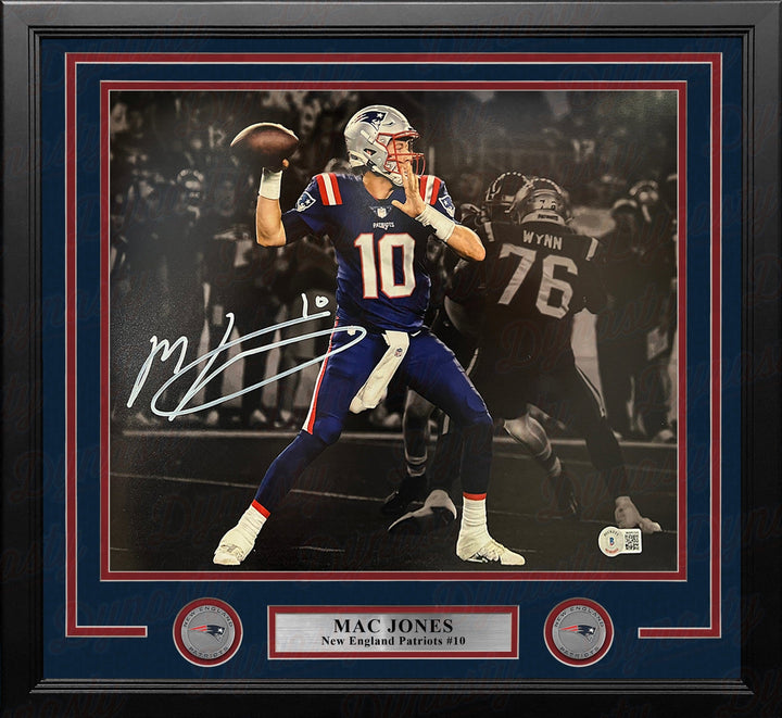 Dynasty Sports & Framing Autographed Framed Football Photos Mac Jones Blackout Action New England Patriots Autographed 11" x 14" Framed Football Photo