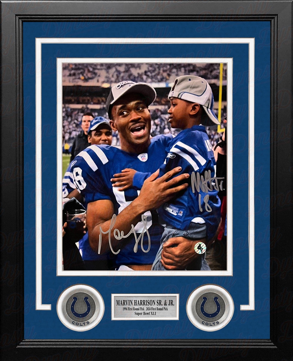 Dynasty Sports & Framing Autographed Framed Football Photos Marvin Harrison, Sr. & Jr. Indianapolis Colts Autographed 8" x 10" Framed Football Photo