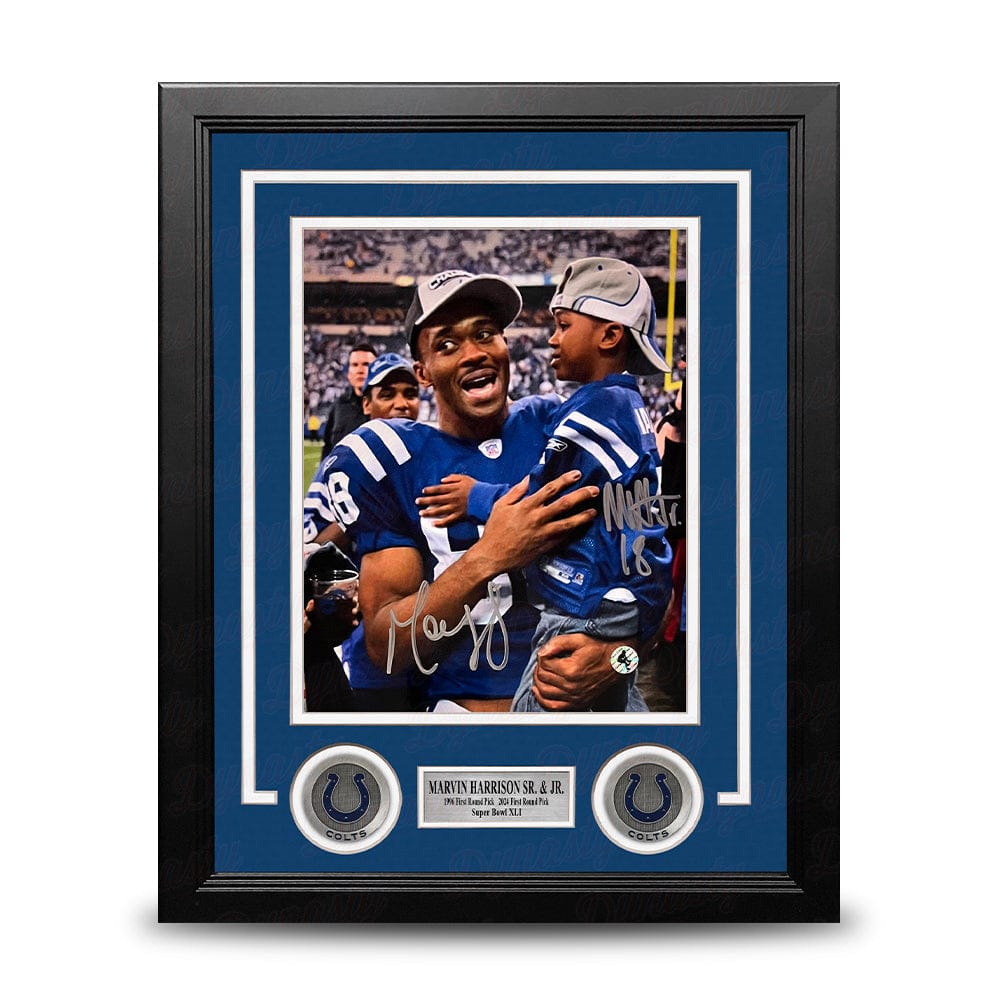 Dynasty Sports & Framing Autographed Framed Football Photos Marvin Harrison, Sr. & Jr. Indianapolis Colts Autographed 8" x 10" Framed Football Photo