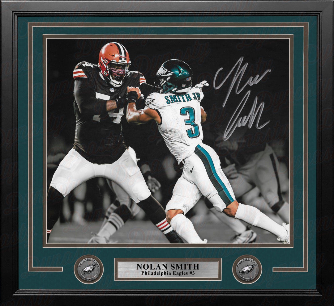 Dynasty Sports & Framing Autographed Framed Football Photos Nolan Smith Blackout Action Philadelphia Eagles Autographed 11" x 14" Framed Football Photo