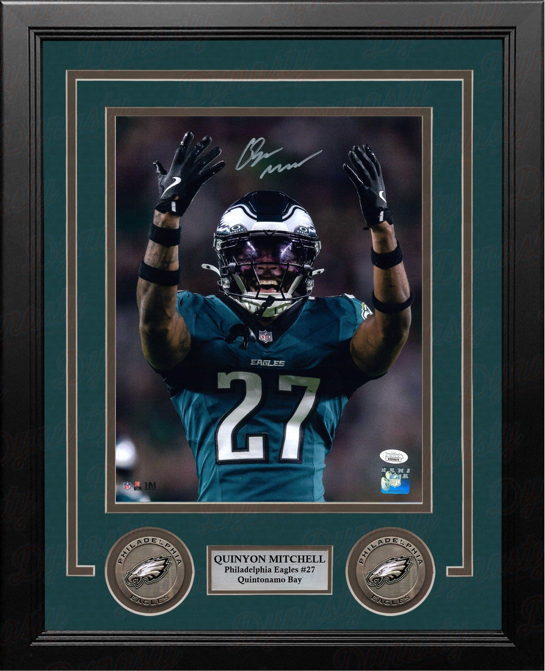 Dynasty Sports & Framing Autographed Framed Football Photos Quinyon Mitchell Celebration Philadelphia Eagles Autographed 8" x 10" Framed Photo