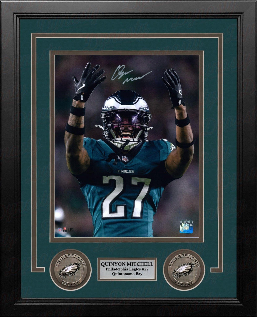 Dynasty Sports & Framing Autographed Framed Football Photos Quinyon Mitchell Celebration Philadelphia Eagles Autographed 8" x 10" Framed Photo