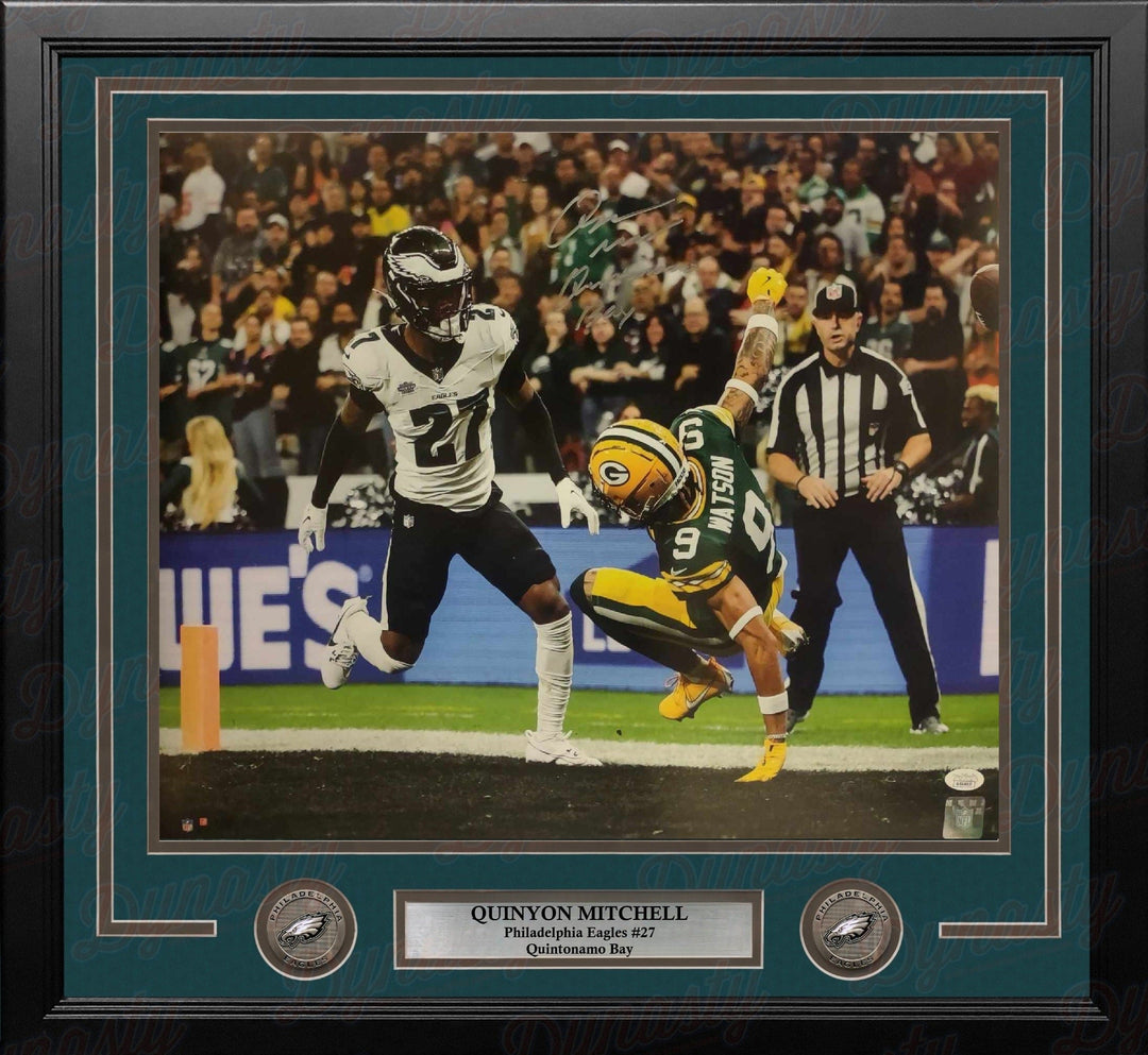 Dynasty Sports & Framing Autographed Framed Football Photos Quinyon Mitchell in Action Philadelphia Eagles Autographed 16" x 20" Framed Photo - Quintonamo Bay