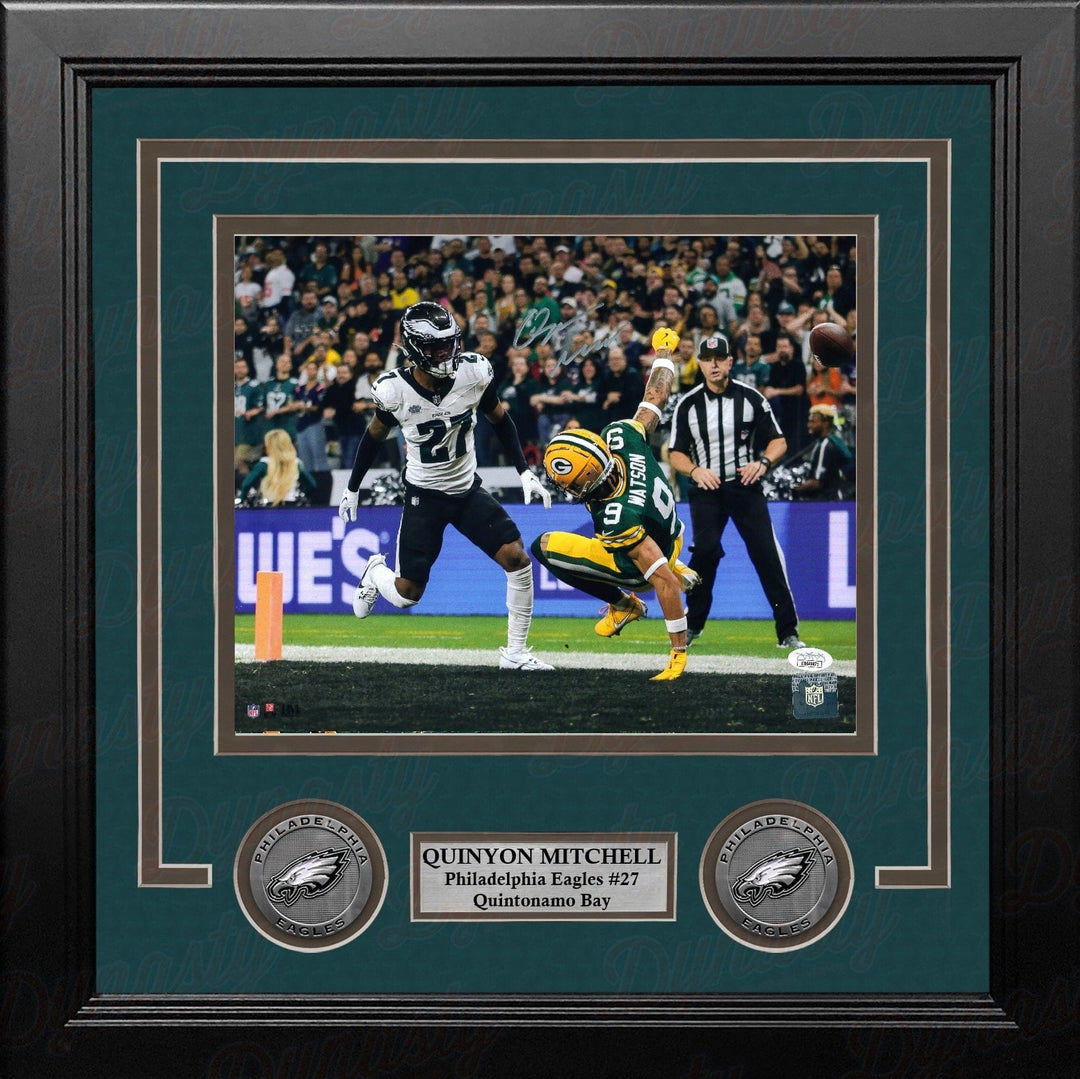 Dynasty Sports & Framing Autographed Framed Football Photos Quinyon Mitchell in Action Philadelphia Eagles Autographed 8" x 10" Framed Photo
