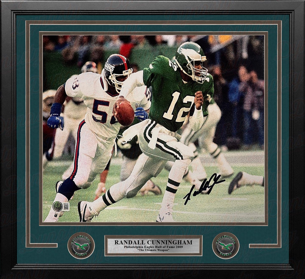 Dynasty Sports & Framing Autographed Framed Football Photos Randall Cunningham Running v. the Giants Philadelphia Eagles Autographed 16x20 Framed Football Photo