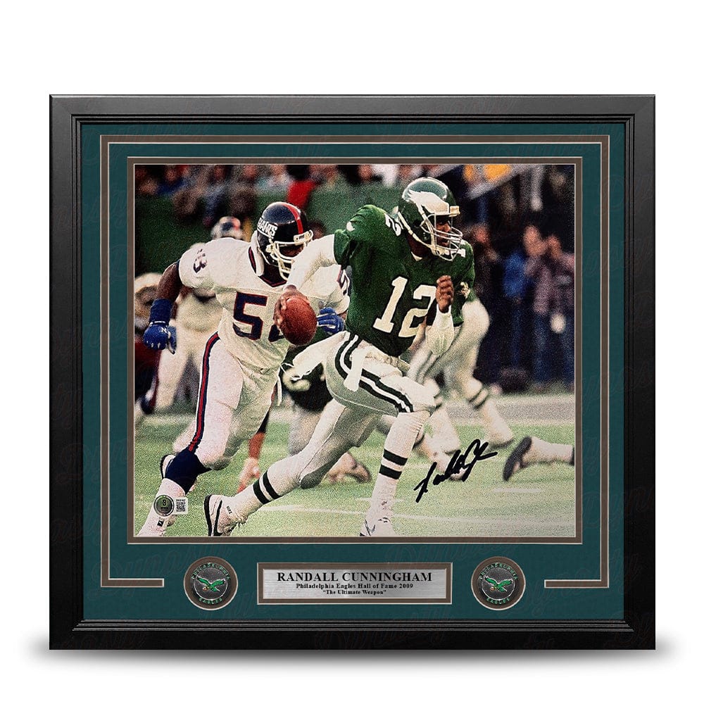 Dynasty Sports & Framing Autographed Framed Football Photos Randall Cunningham Running v. the Giants Philadelphia Eagles Autographed 16x20 Framed Football Photo