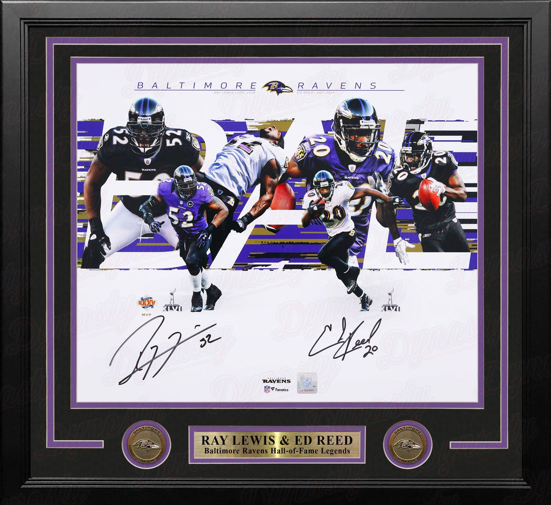 Dynasty Sports & Framing Autographed Framed Football Photos Ray Lewis & Ed Reed Baltimore Ravens Autographed 16" x 20" Framed Collage Photo