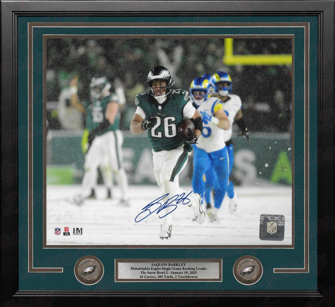 Dynasty Sports & Framing Autographed Framed Football Photos Saquon Barkley Snow Bowl Action Philadelphia Eagles Autographed 11" x 14" Framed Football Photo