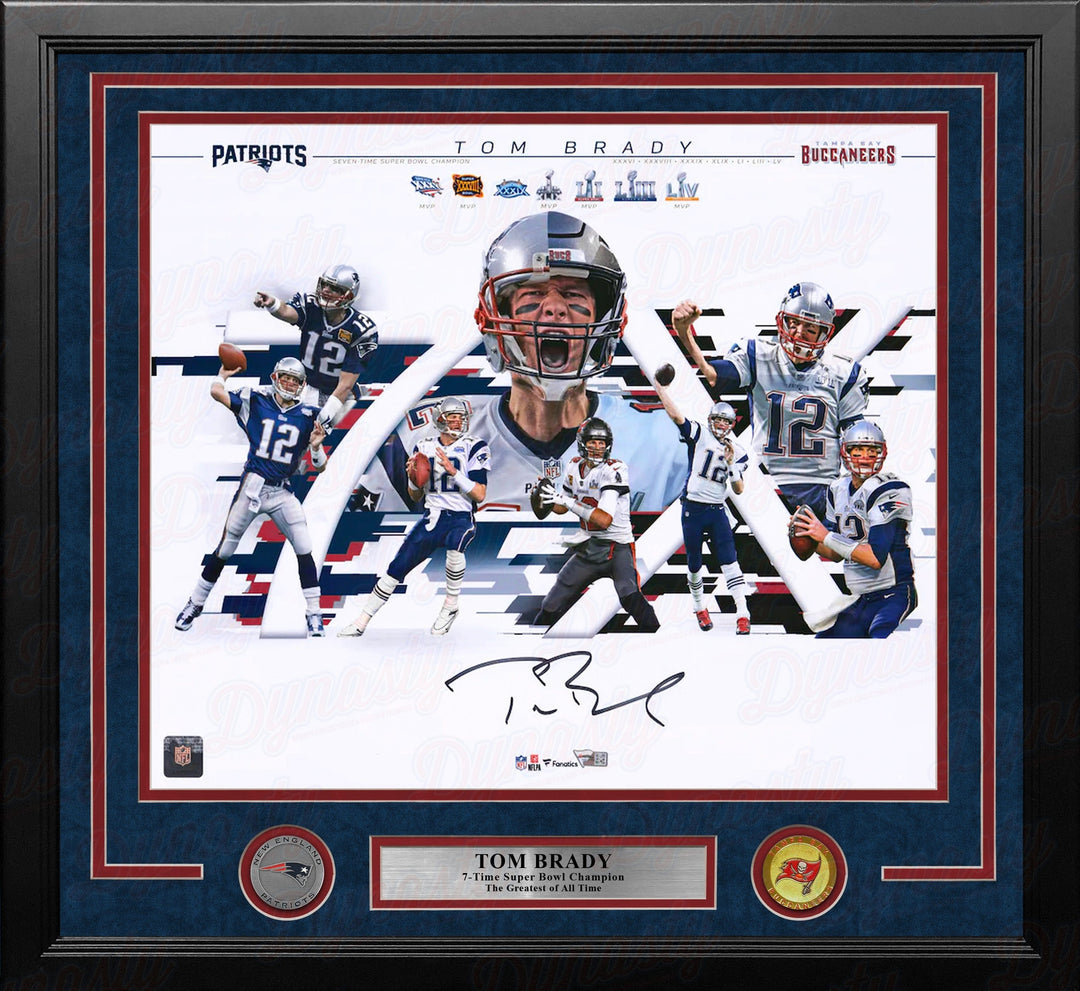 Dynasty Sports & Framing Autographed Framed Football Photos Tom Brady New England Patriots & Tampa Bay Buccaneers Autographed 16" x 20" Framed Collage Photo