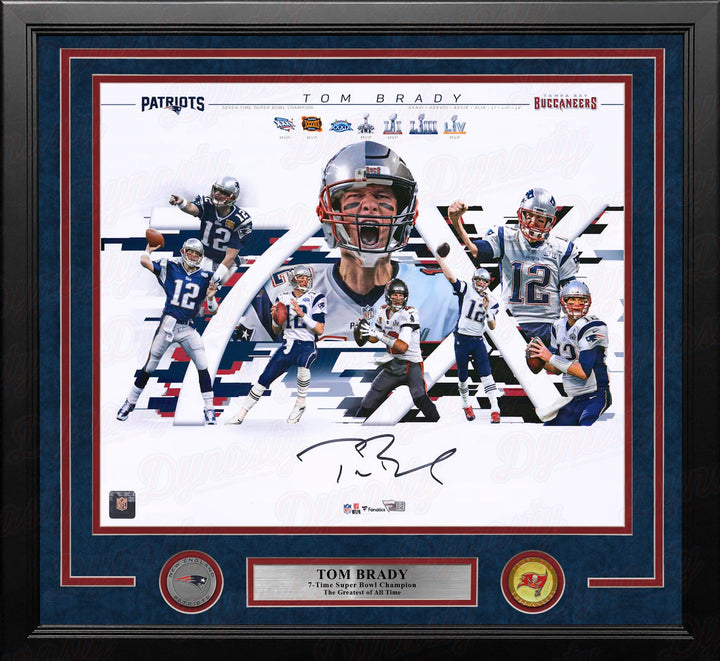 Dynasty Sports & Framing Autographed Framed Football Photos Tom Brady New England Patriots & Tampa Bay Buccaneers Autographed 16" x 20" Framed Collage Photo