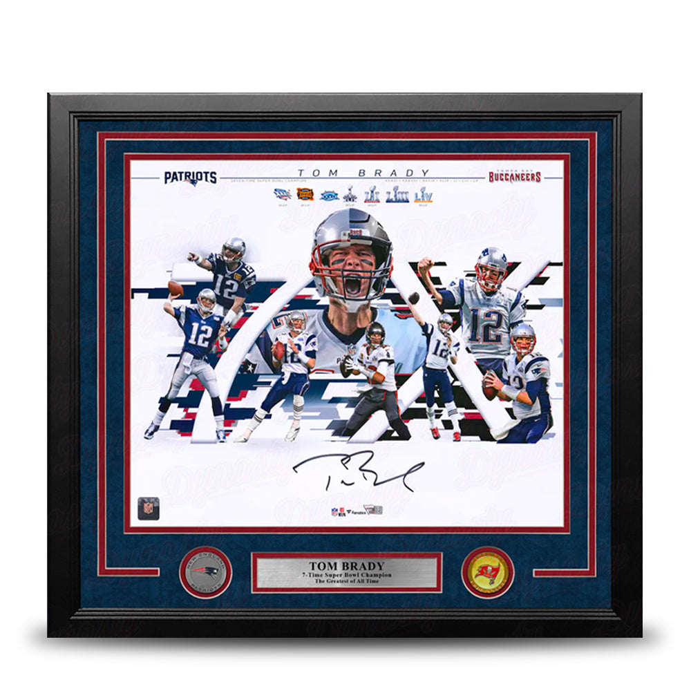 Dynasty Sports & Framing Autographed Framed Football Photos Tom Brady New England Patriots & Tampa Bay Buccaneers Autographed 16" x 20" Framed Collage Photo
