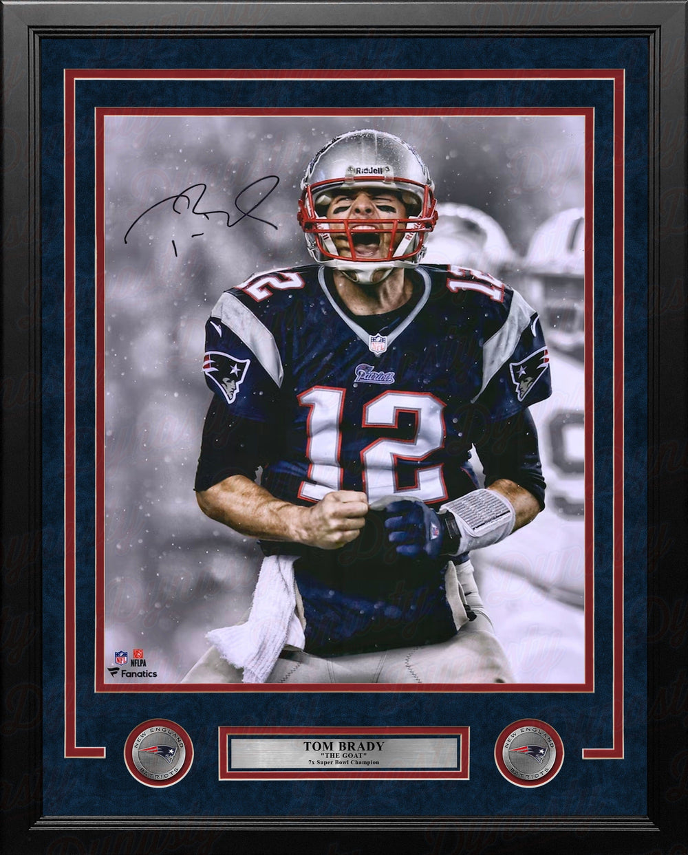 Dynasty Sports & Framing Autographed Framed Football Photos Tom Brady Spotlight Scream New England Patriots Autographed 16" x 20" Framed Football Photo
