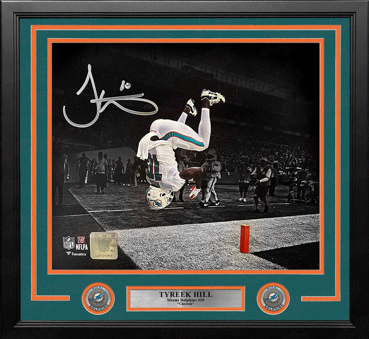 Dynasty Sports & Framing Autographed Framed Football Photos Tyreek Hill Backflip Action Miami Dolphins Autographed 16" x 20" Framed Football Photo