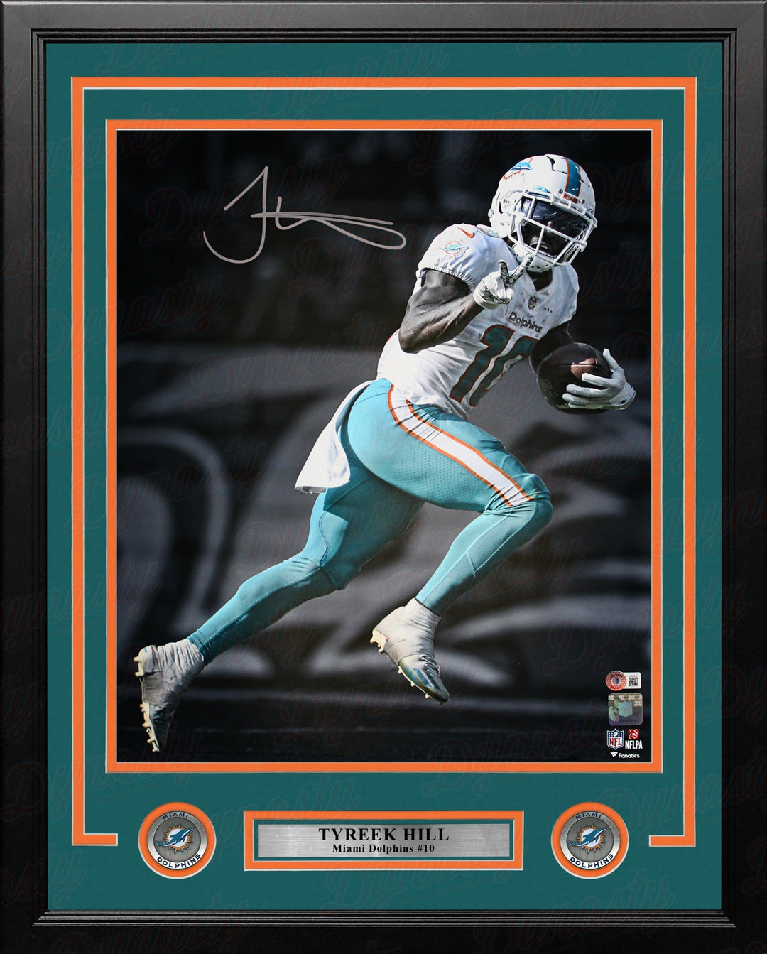 Dynasty Sports & Framing Autographed Framed Football Photos Tyreek Hill Blackout Action Miami Dolphins Autographed 16" x 20" Framed Football Photo