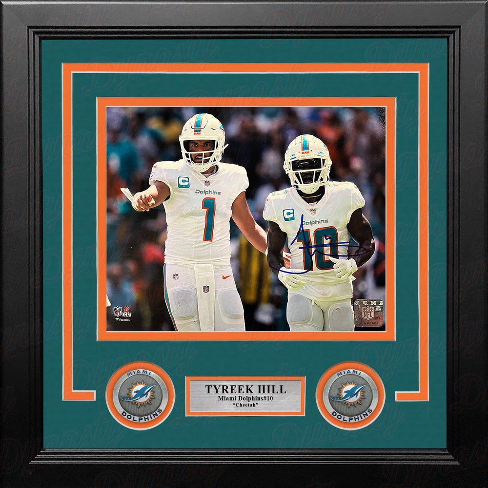 Dynasty Sports & Framing Autographed Framed Football Photos Tyreek Hill with Tua Miami Dolphins Autographed 8" x 10" Framed Football Photo