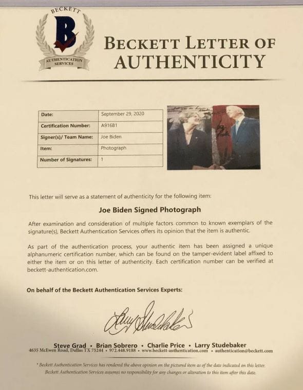 Dynasty Sports & Framing Autographed Framed Historical Photos Joe Biden 46th President of the United States Autographed 8" x 10" Framed Photo