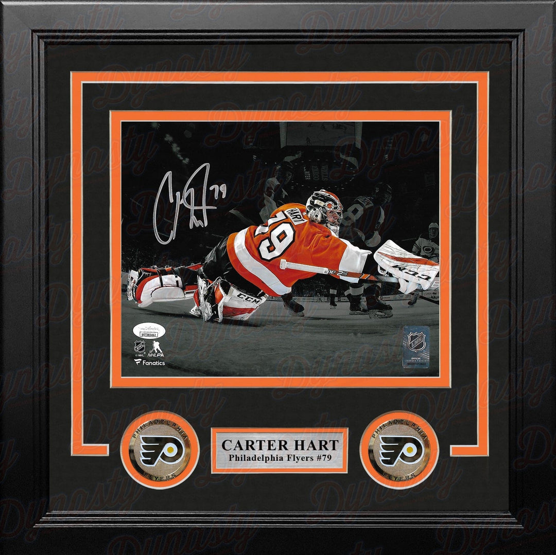 Dynasty Sports & Framing Autographed Framed Hockey Photos 8x10 Framed Photo Carter Hart Blackout Philadelphia Flyers Autographed Framed Hockey Photo