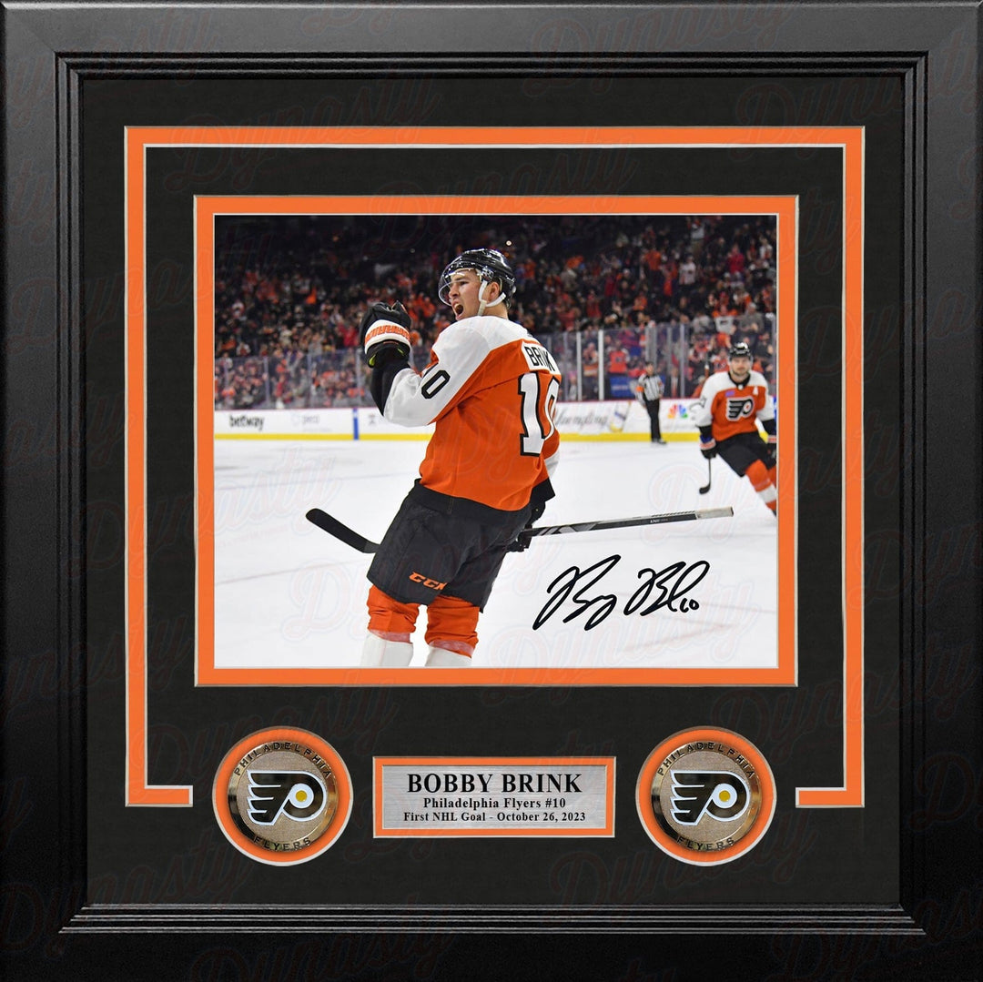 Dynasty Sports & Framing Autographed Framed Hockey Photos Bobby Brink Fist Pump Autographed Philadelphia Flyers 8" x 10" Framed Hockey Photo