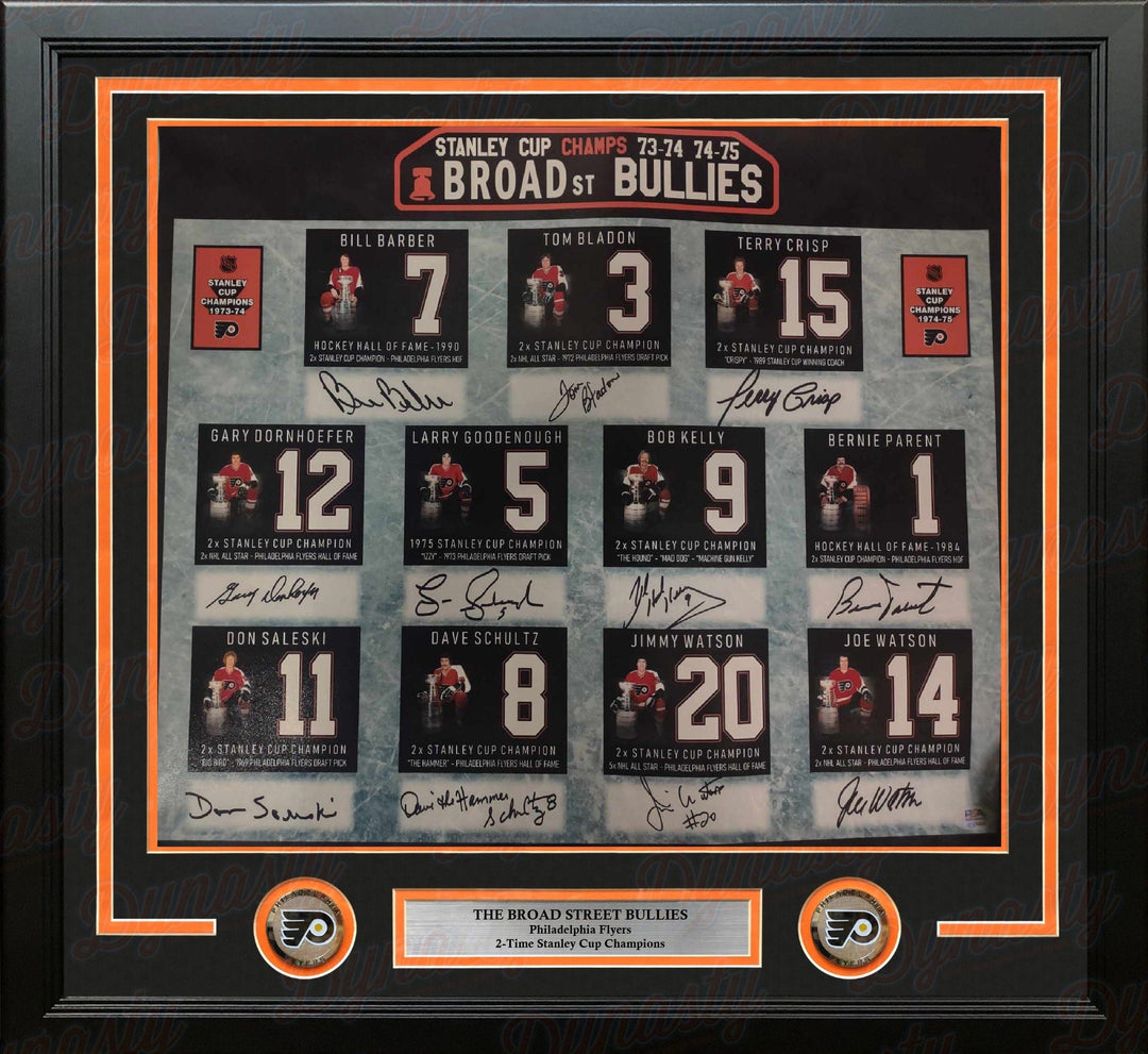 Dynasty Sports & Framing Autographed Framed Hockey Photos Broad Street Bullies Philadelphia Flyers Autographed 16" x 20" Framed Hockey Photo - 11 Autographs