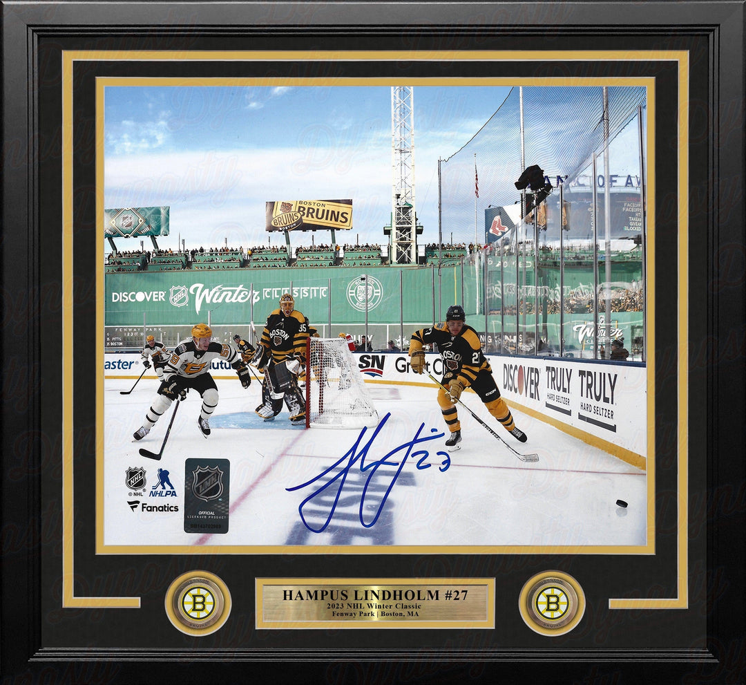 Dynasty Sports & Framing Autographed Framed Hockey Photos Hampus Lindholm Winter Classic Fenway Green Monster Boston Bruins Autographed 11x14 Framed Photo