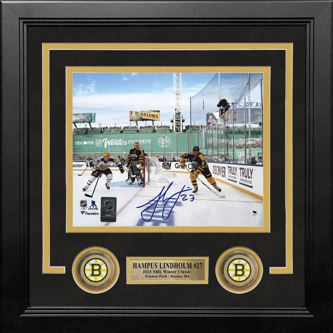 Dynasty Sports & Framing Autographed Framed Hockey Photos Hampus Lindholm Winter Classic Fenway Park Green Monster Boston Bruins Autographed 8x10 Framed Photo
