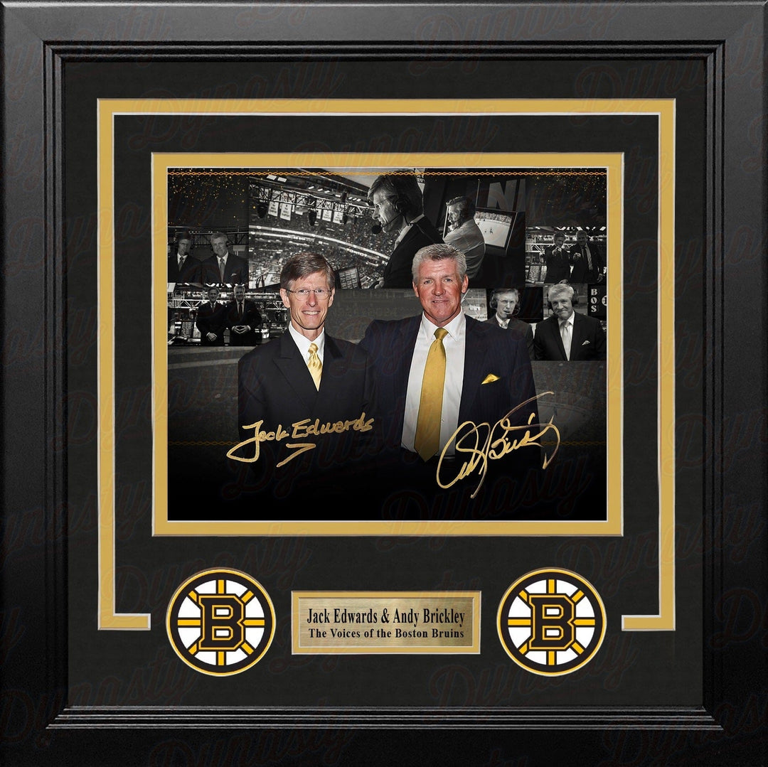 Dynasty Sports & Framing Autographed Framed Hockey Photos Jack Edwards & Andy Brickley Boston Bruins Autographed 8" x 10" Framed Collage Hockey Photo