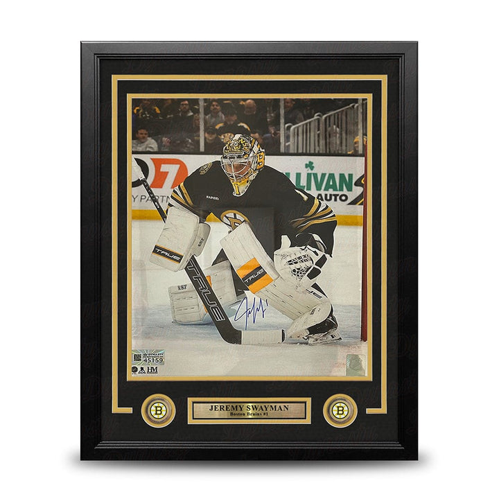 Dynasty Sports & Framing Autographed Framed Hockey Photos Jeremy Swayman in Goal Boston Bruins Autographed 11" x 14" Framed Hockey Photo