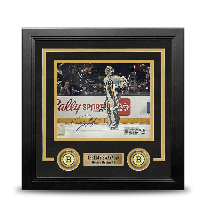 Dynasty Sports & Framing Autographed Framed Hockey Photos Jeremy Swayman Warming Up Boston Bruins Autographed 8" x 10" Framed Hockey Photo