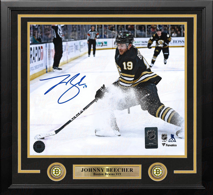 Dynasty Sports & Framing Autographed Framed Hockey Photos Johnny Beecher in Action Boston Bruins Autographed 11" x 14" Framed Hockey Photo