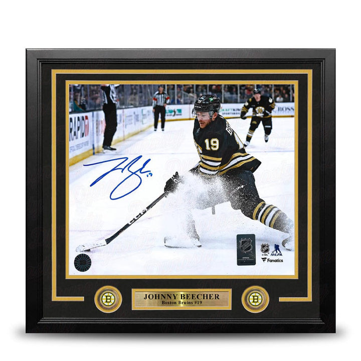 Dynasty Sports & Framing Autographed Framed Hockey Photos Johnny Beecher in Action Boston Bruins Autographed 16" x 20" Framed Hockey Photo