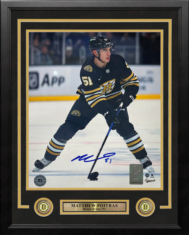 Dynasty Sports & Framing Autographed Framed Hockey Photos Matthew Poitras in Action Boston Bruins Autographed 11" x 14" Framed Hockey Photo