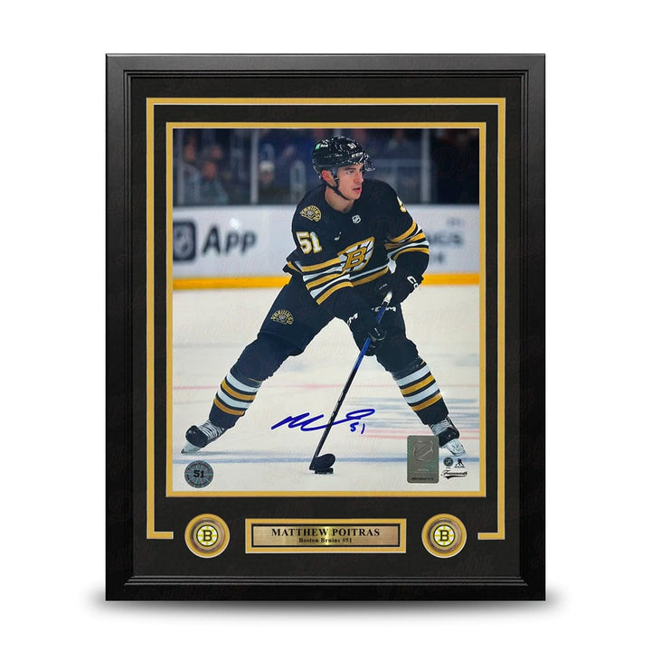 Dynasty Sports & Framing Autographed Framed Hockey Photos Matthew Poitras in Action Boston Bruins Autographed 11" x 14" Framed Hockey Photo