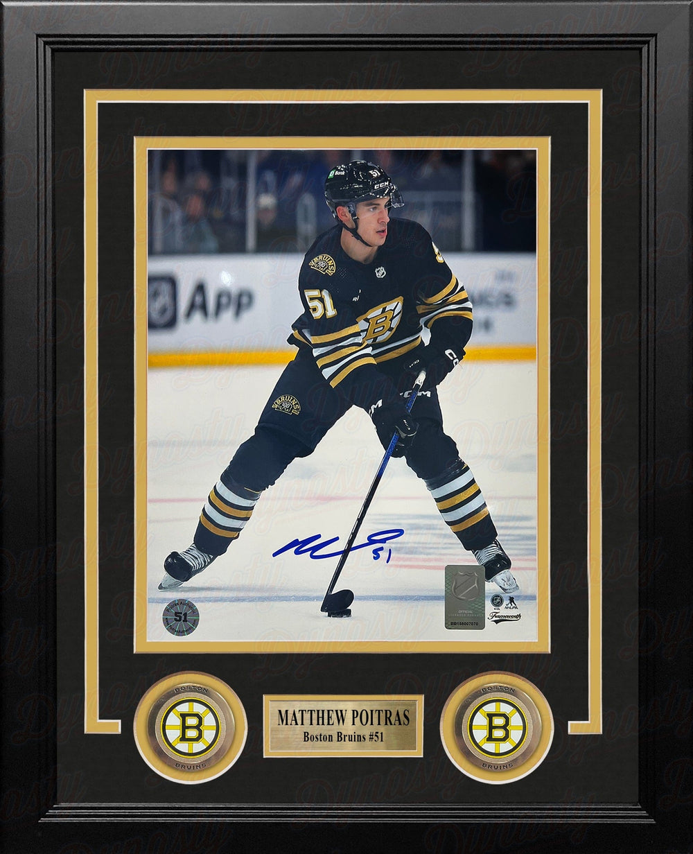 Dynasty Sports & Framing Autographed Framed Hockey Photos Matthew Poitras in Action Boston Bruins Autographed 8" x 10" Framed Hockey Photo