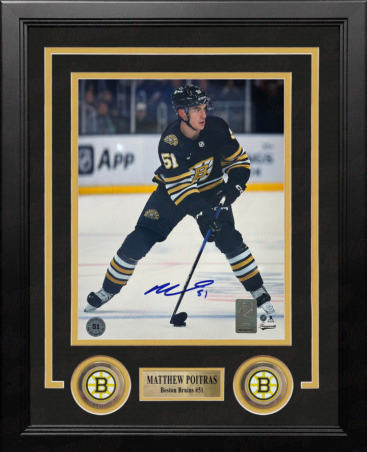 Dynasty Sports & Framing Autographed Framed Hockey Photos Matthew Poitras in Action Boston Bruins Autographed 8" x 10" Framed Hockey Photo