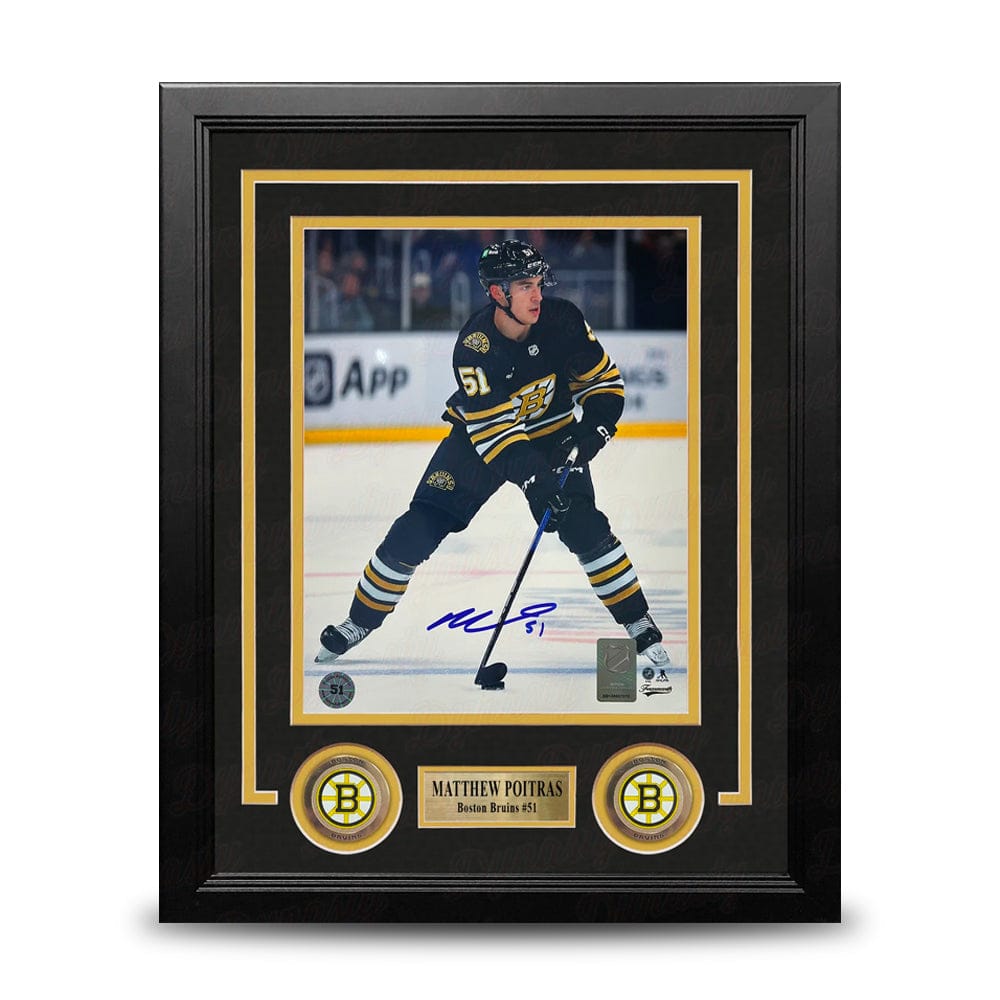 Dynasty Sports & Framing Autographed Framed Hockey Photos Matthew Poitras in Action Boston Bruins Autographed 8" x 10" Framed Hockey Photo