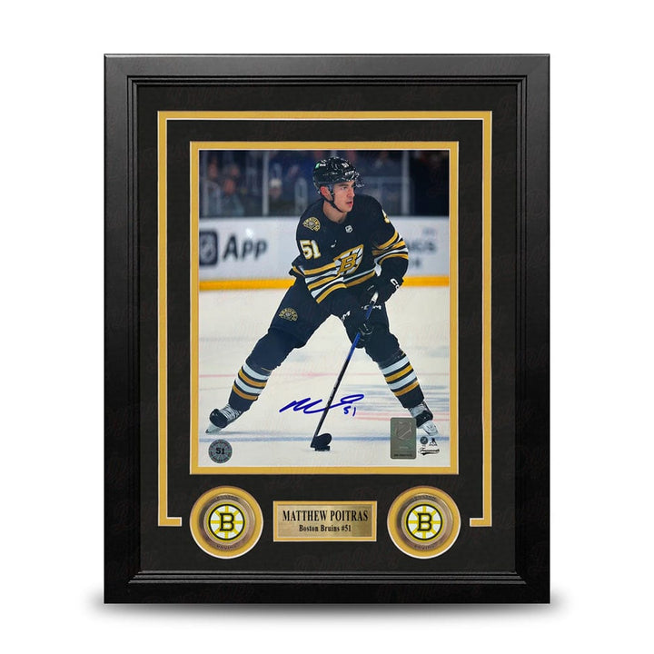 Dynasty Sports & Framing Autographed Framed Hockey Photos Matthew Poitras in Action Boston Bruins Autographed 8" x 10" Framed Hockey Photo