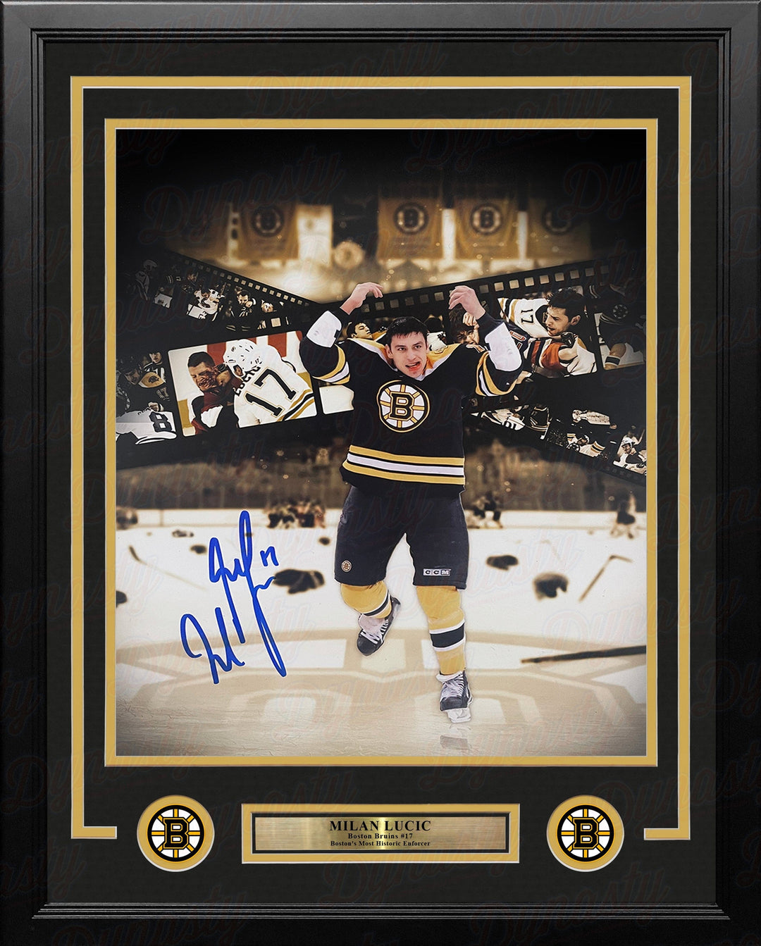 Dynasty Sports & Framing Autographed Framed Hockey Photos Milan Lucic Fight Collage Boston Bruins Autographed 11" x 14" Framed Hockey Photo