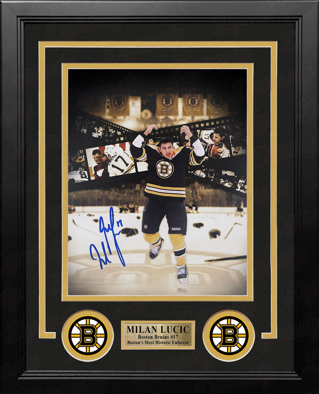 Dynasty Sports & Framing Autographed Framed Hockey Photos Milan Lucic Fight Collage Boston Bruins Autographed 8" x 10" Framed Hockey Photo