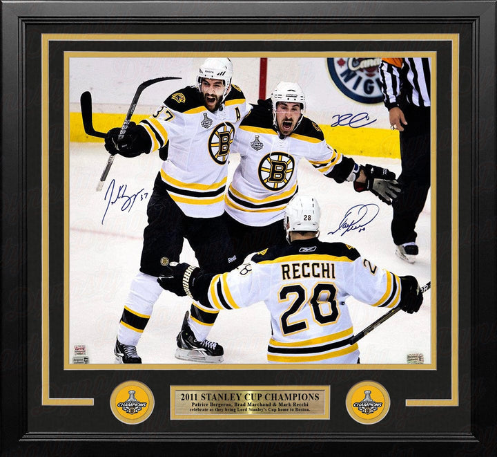 Dynasty Sports & Framing Autographed Framed Hockey Photos Patrice Bergeron, Mark Recchi, & Brad Marchand Autographed Boston Bruins 16" x 20" Framed Photo