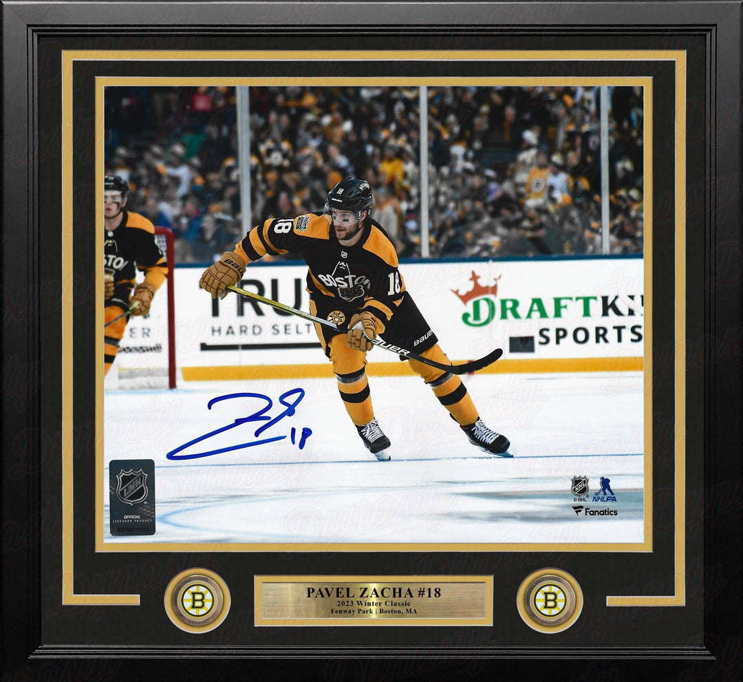 Dynasty Sports & Framing Autographed Framed Hockey Photos Pavel Zacha 2023 Winter Classic Action Boston Bruins Autographed 11" x 14" Framed Hockey Photo