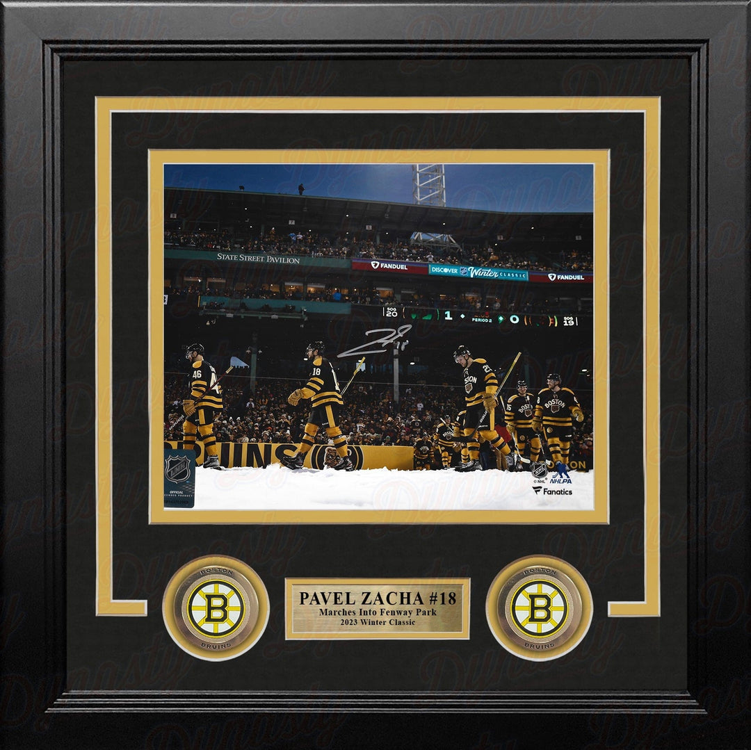 Dynasty Sports & Framing Autographed Framed Hockey Photos Pavel Zacha 2023 Winter Classic Entrance Boston Bruins Autographed 8" x 10" Framed Hockey Photo