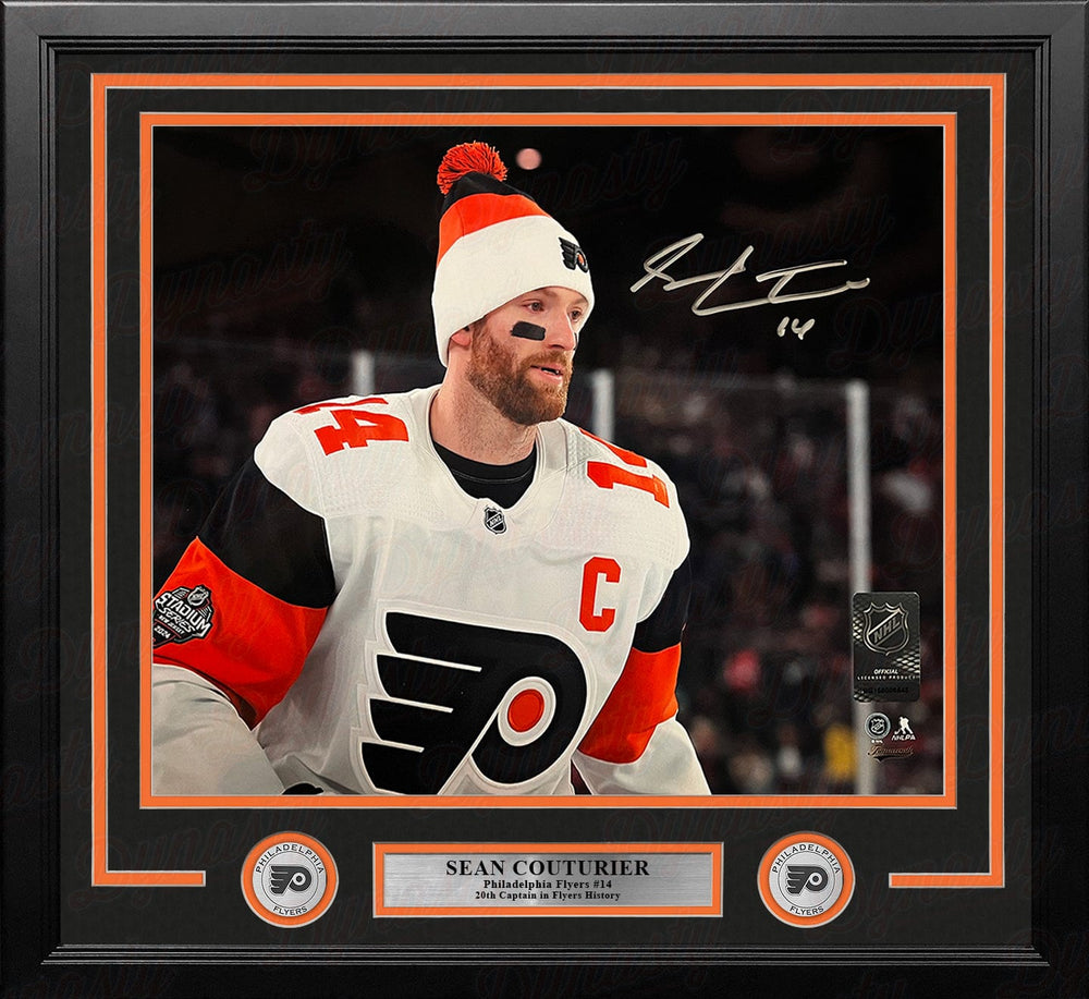 Dynasty Sports & Framing Autographed Framed Hockey Photos Sean Couturier 2024 Captain Debut Philadelphia Flyers Autographed 11x14 Framed Photo - Silver Ink