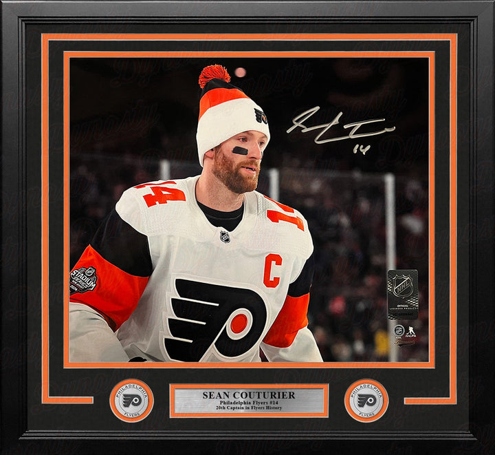 Dynasty Sports & Framing Autographed Framed Hockey Photos Sean Couturier 2024 Captain Debut Philadelphia Flyers Autographed 11x14 Framed Photo - Silver Ink